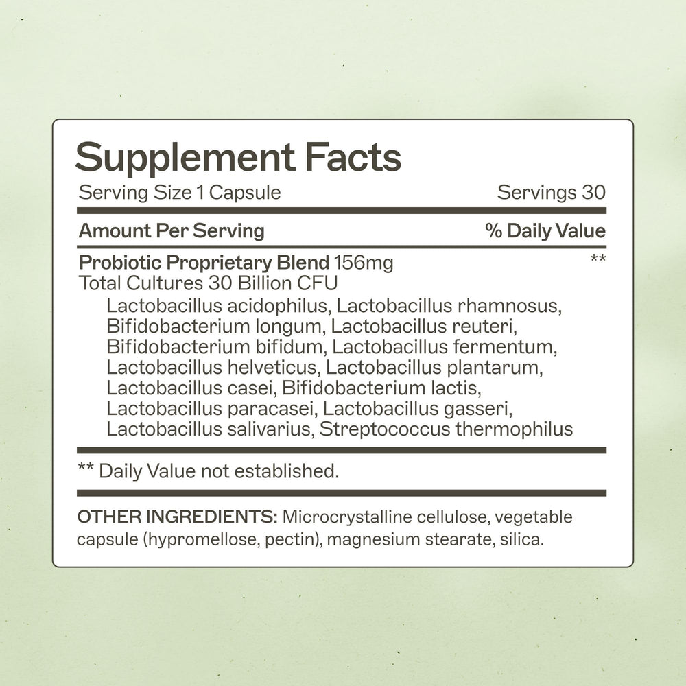 Amy Myers MD Probiotics 30B capsules close-up, convenient daily supplement for gut health.