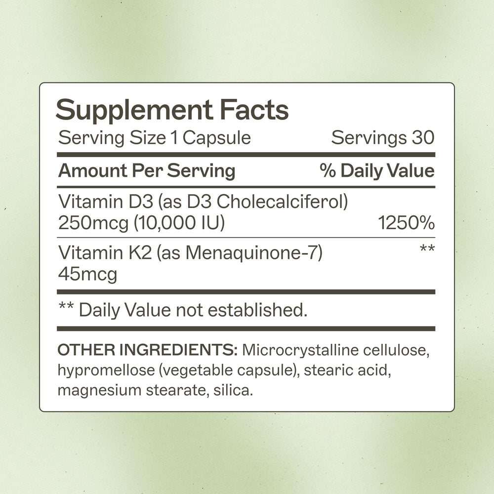 Amy Myers MD Vitamin D3/K2 capsules close-up highlighting bone and immune benefits