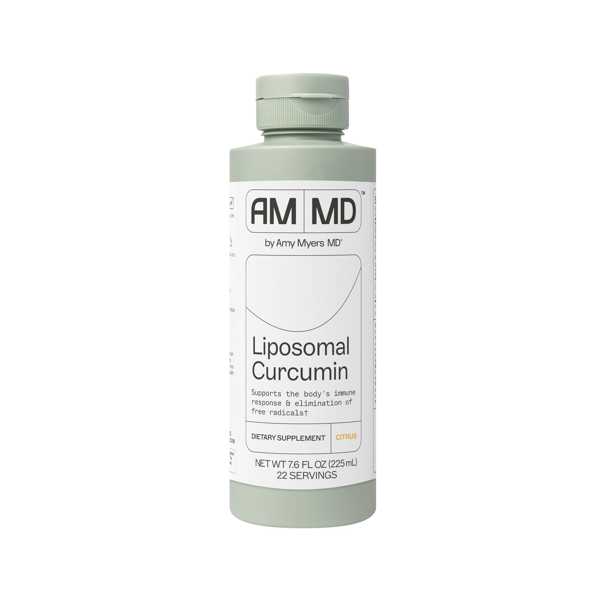Amy Myers MD Liposomal Curcumin bottle showing enhanced absorption for digestion support