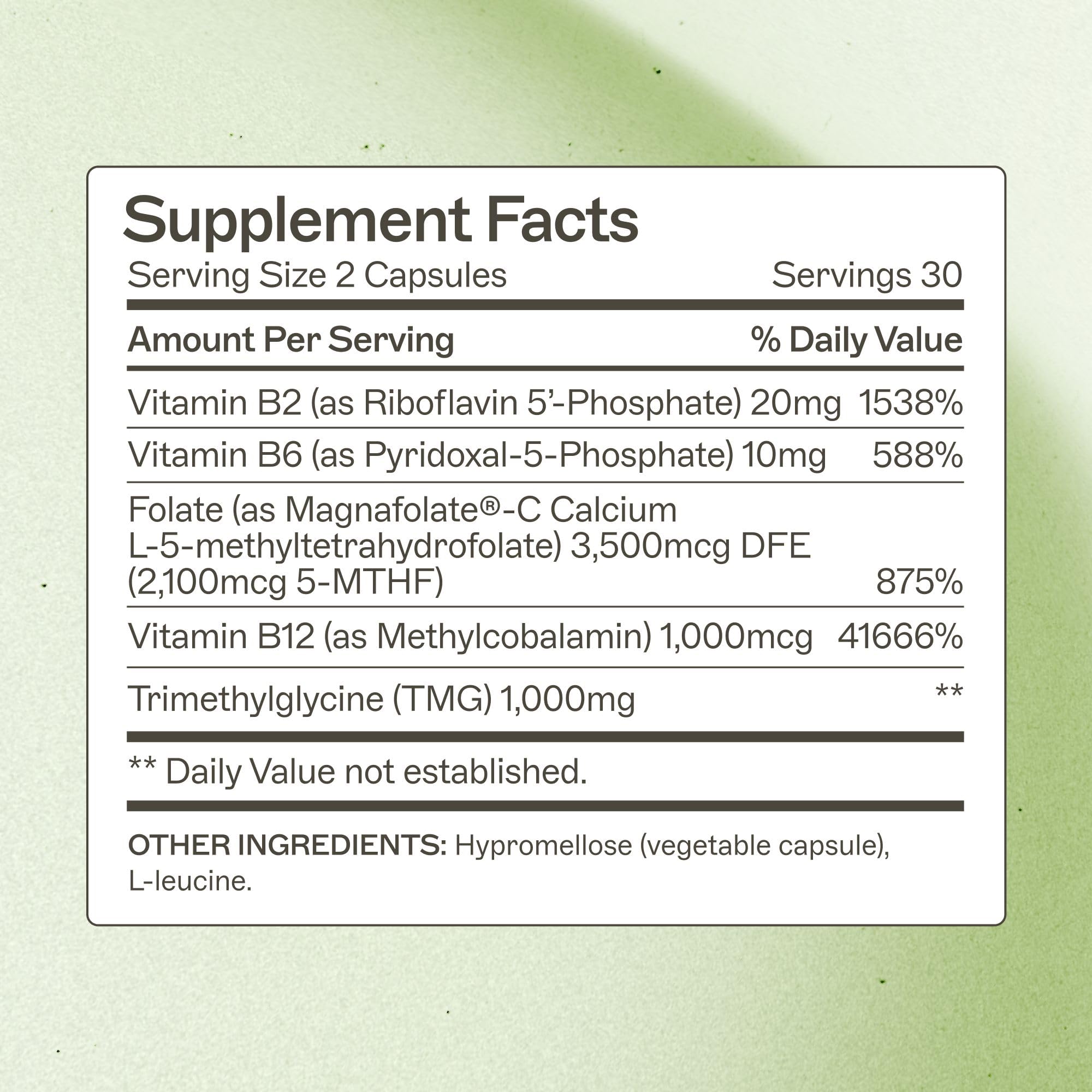 Label close-up of Amy Myers MD Methylation Support showing folate and B vitamins.
