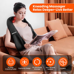 AMZPONY neck massager with heat provides soothing warmth.