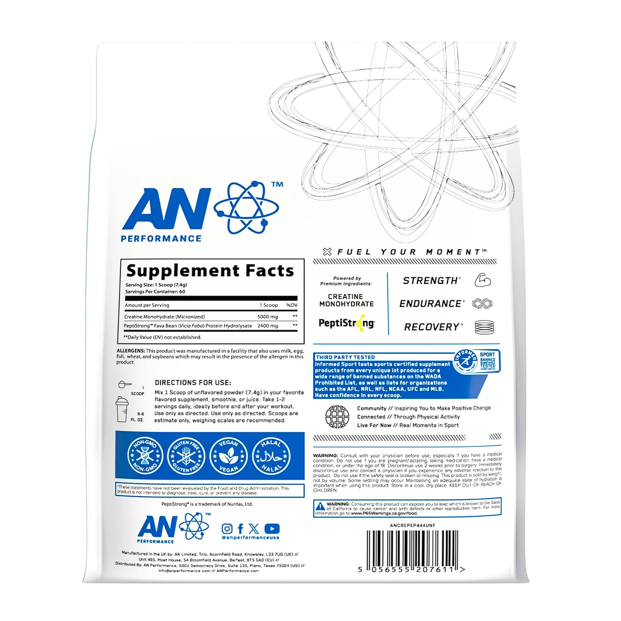 AN Performance keto-friendly packaging signaling clean nutrition for athletes.