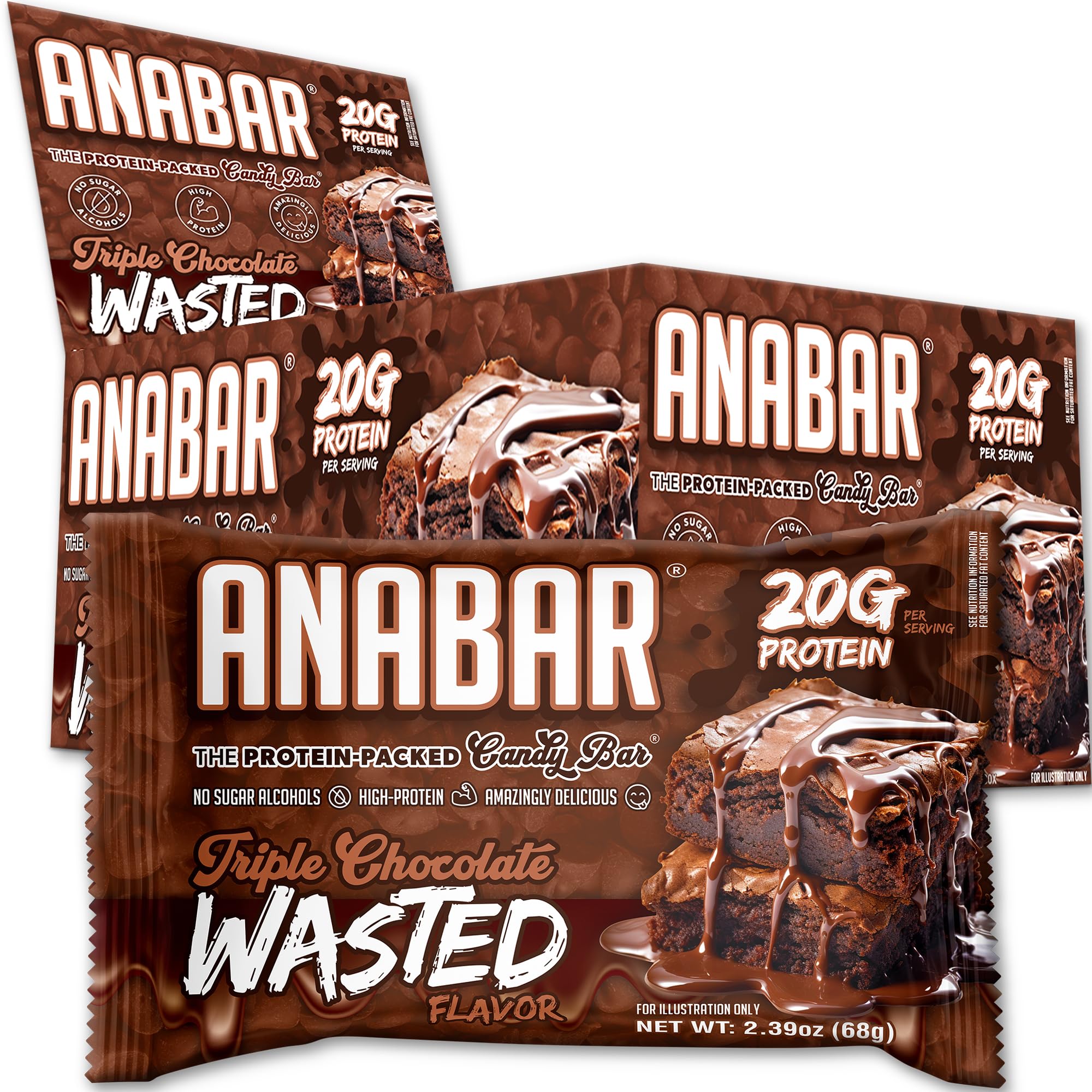 Anabar Triple Chocolate Wasted bar with glossy coating, protein-packed snack