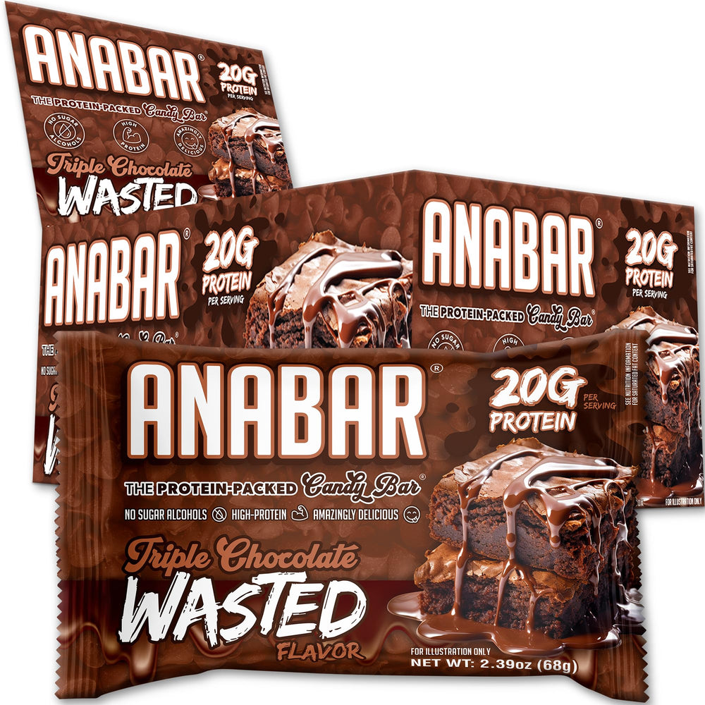 Anabar Triple Chocolate Wasted bar with glossy coating, protein-packed snack