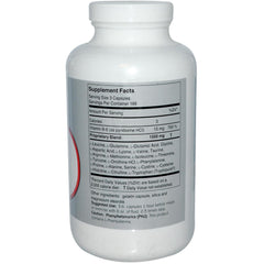 Close-up of Amino Balance capsules highlighting free-form amino acids for fast absorption.