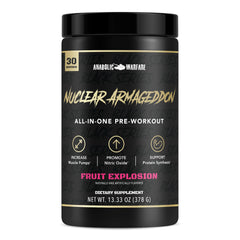 Anabolic Warfare Nuclear Armageddon Fruit Explosion tub ready for a high-energy workout