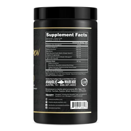Front label of Anabolic Warfare Nuclear Armageddon shows Fruit Explosion flavor