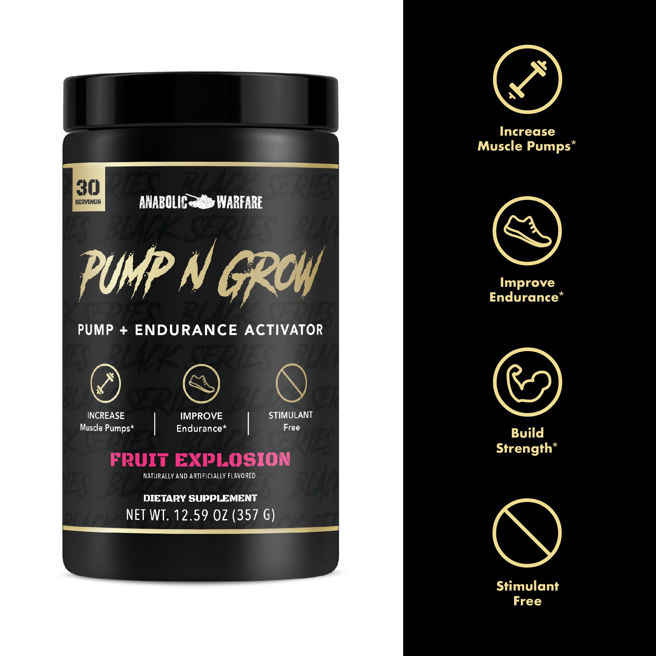 Anabolic Warfare Pump-N-Grow label highlights Beta-Alanine and L-Arginine