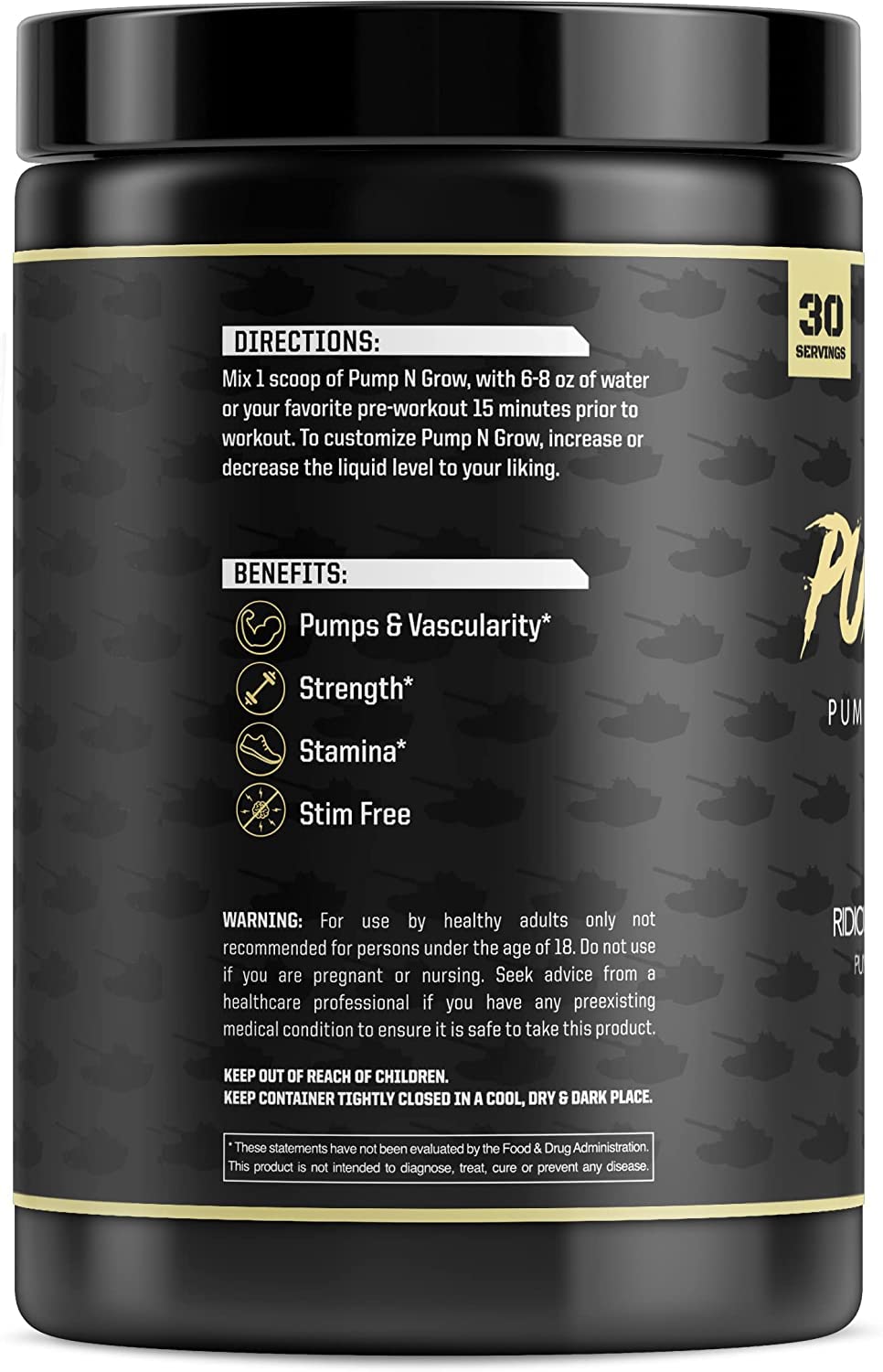 Anabolic Warfare Pump-N-Grow label emphasizes L-Citrulline Malate 3:1 for improved blood flow