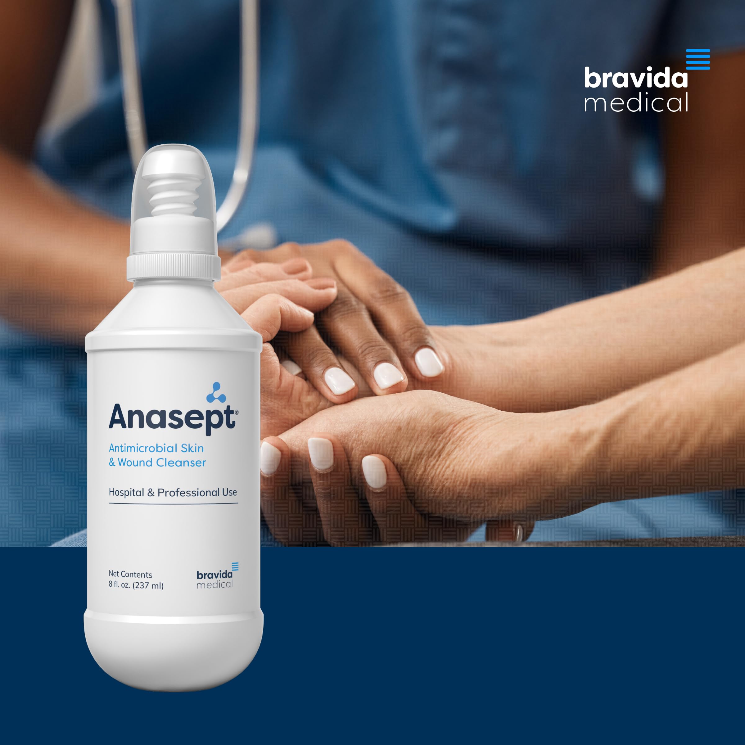 Compact ANASEPT bottle ready for bedside wound care.