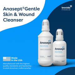 Anasept fragrance-free cleanser label highlighting gentle formula.