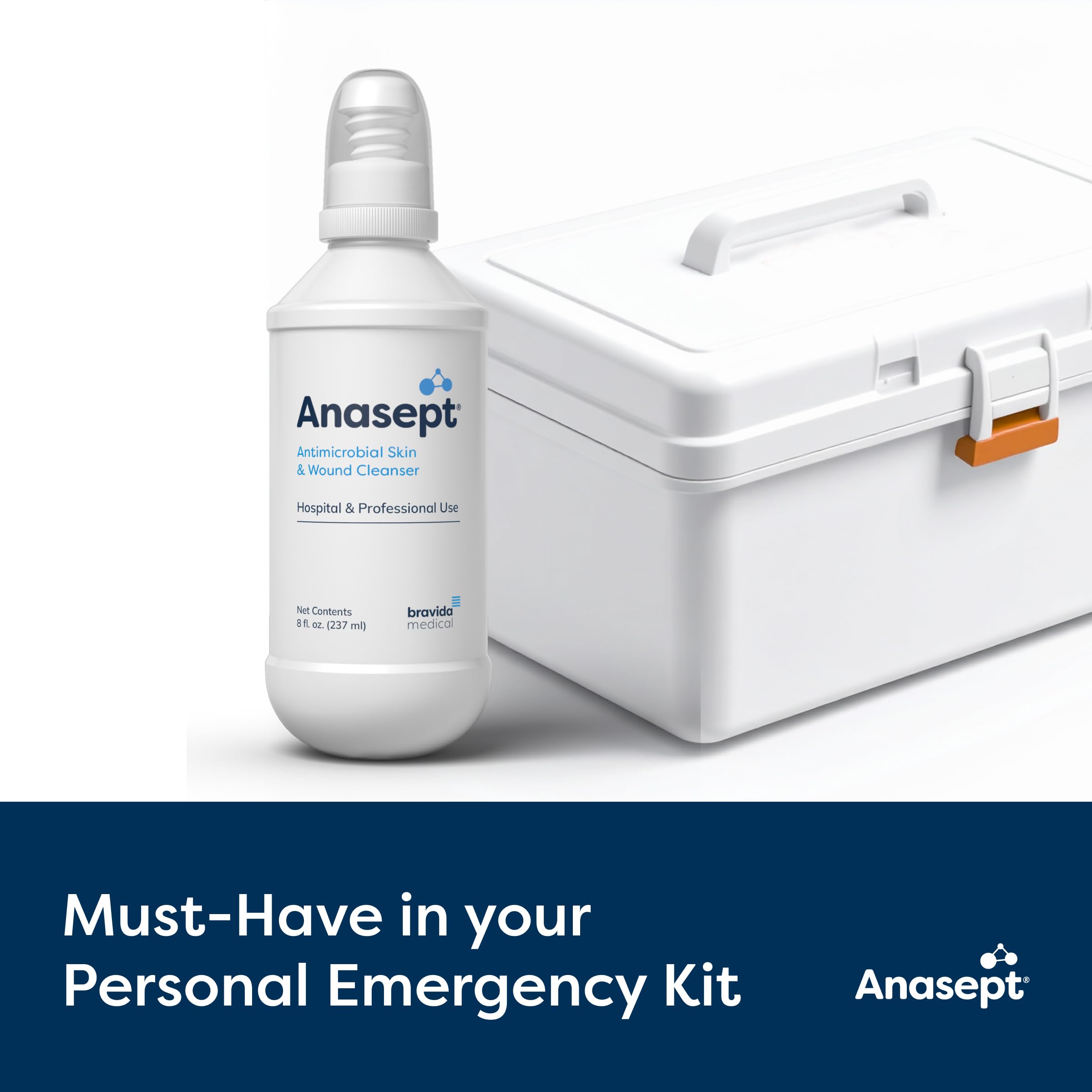 Anasept medical-grade cleanser label signifying hospital-level safety.