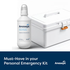 Anasept medical-grade cleanser label signifying hospital-level safety.