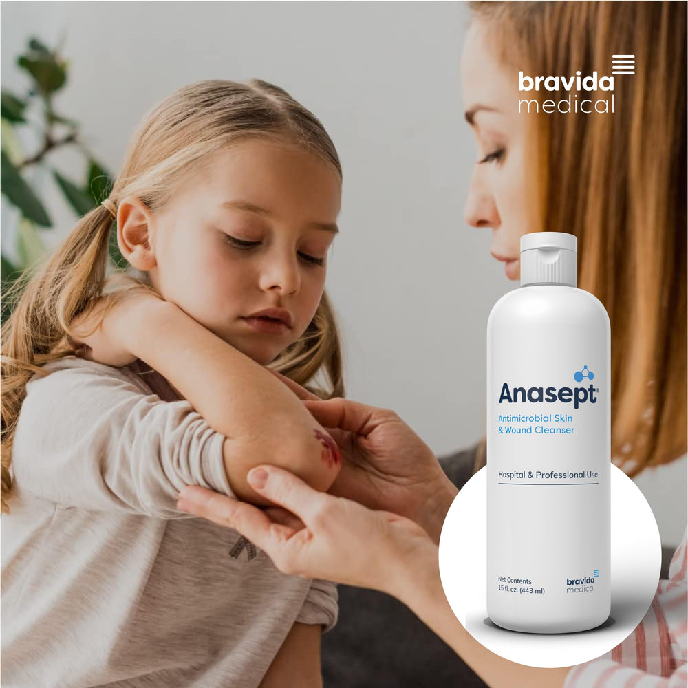 ANASEPT bottle pictured on a counter for home wound care use