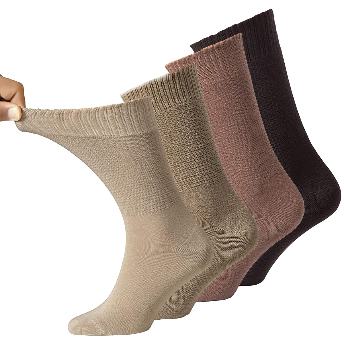 Anatolian diabetic dress socks in brown mix, soft comfort for everyday wear and circulation support.