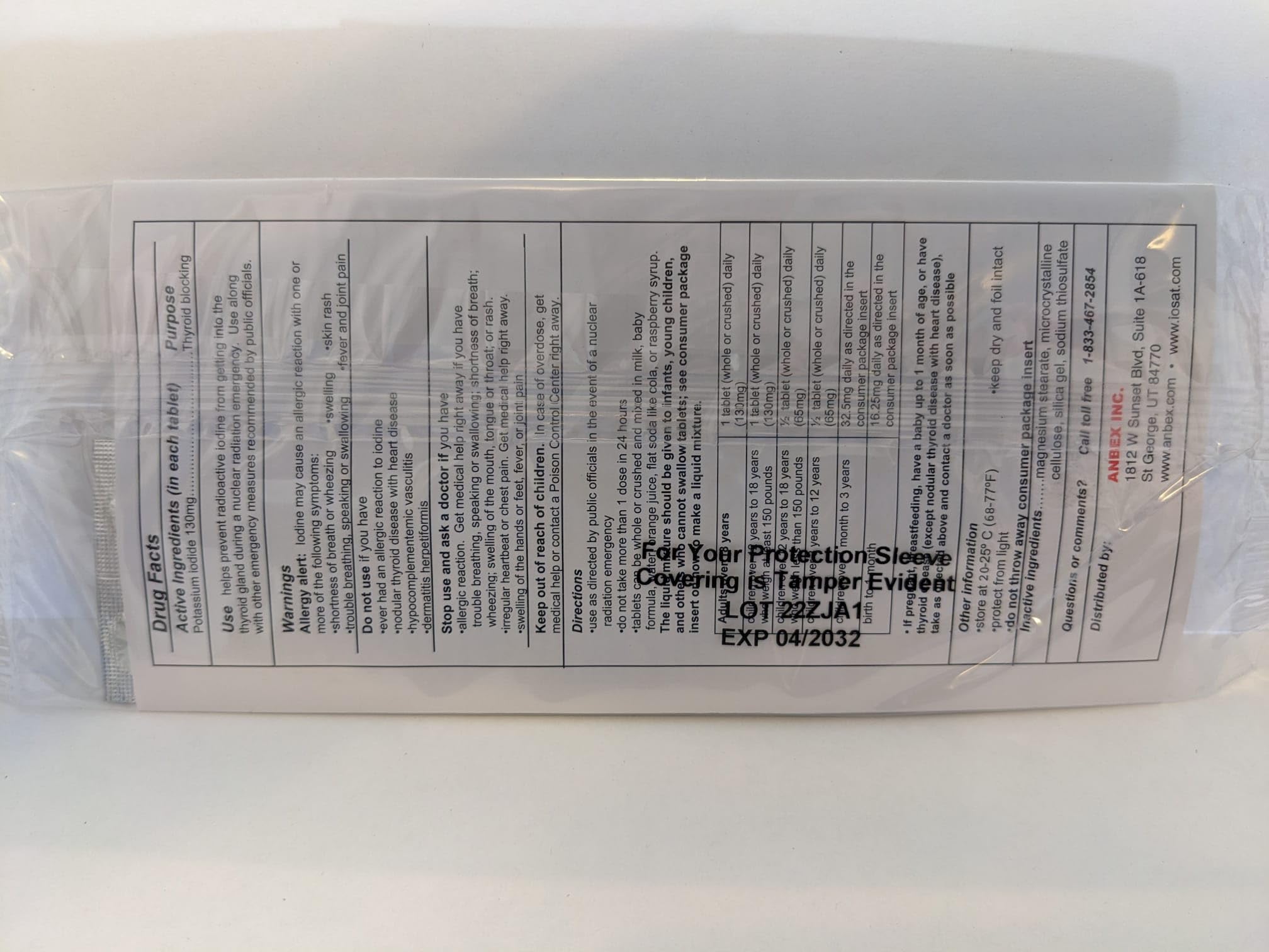 ANBEX iOSAT tablets in blister pack for portable use.