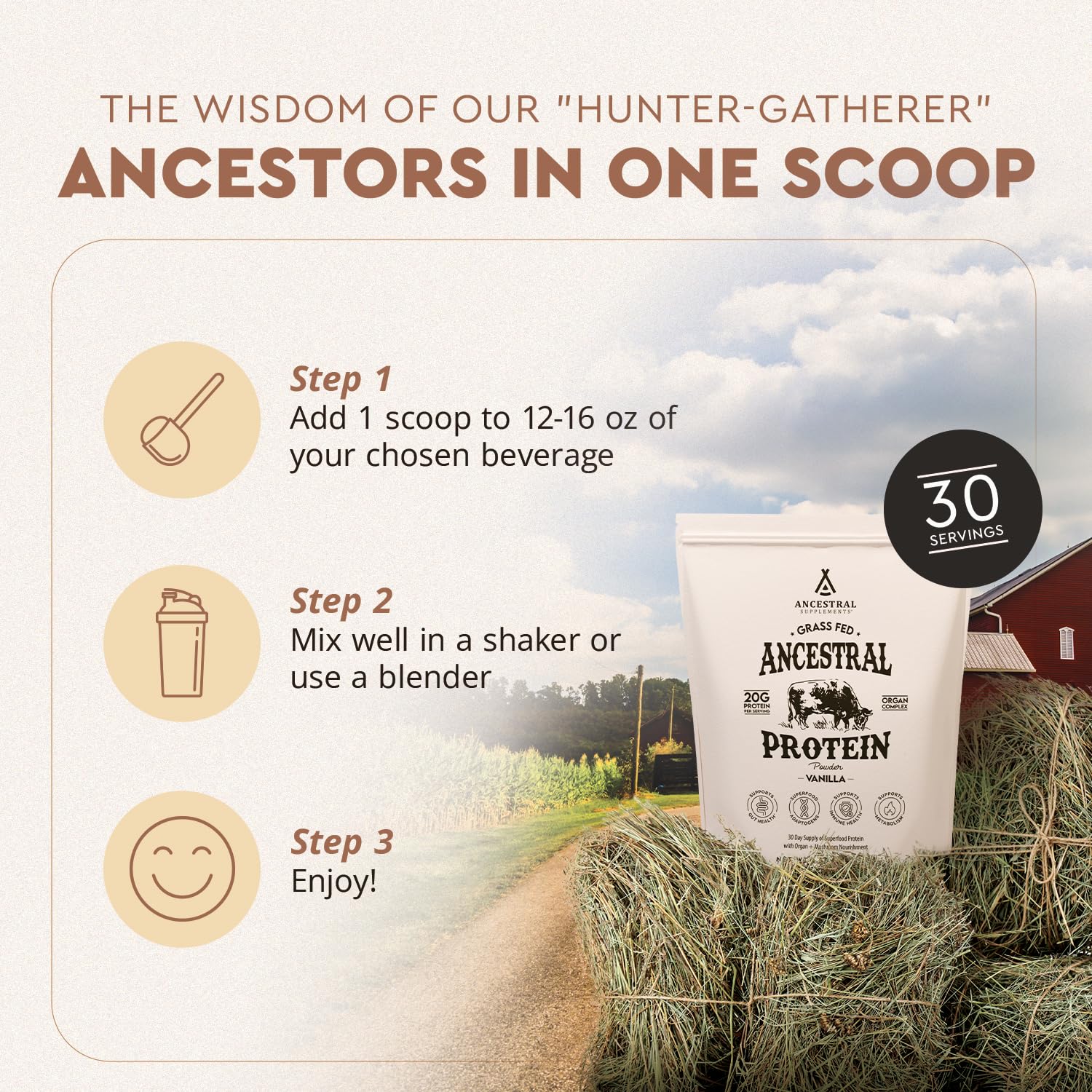 Ancestral Supplements beef organs broth ingredients showcase nutrient-dense mix