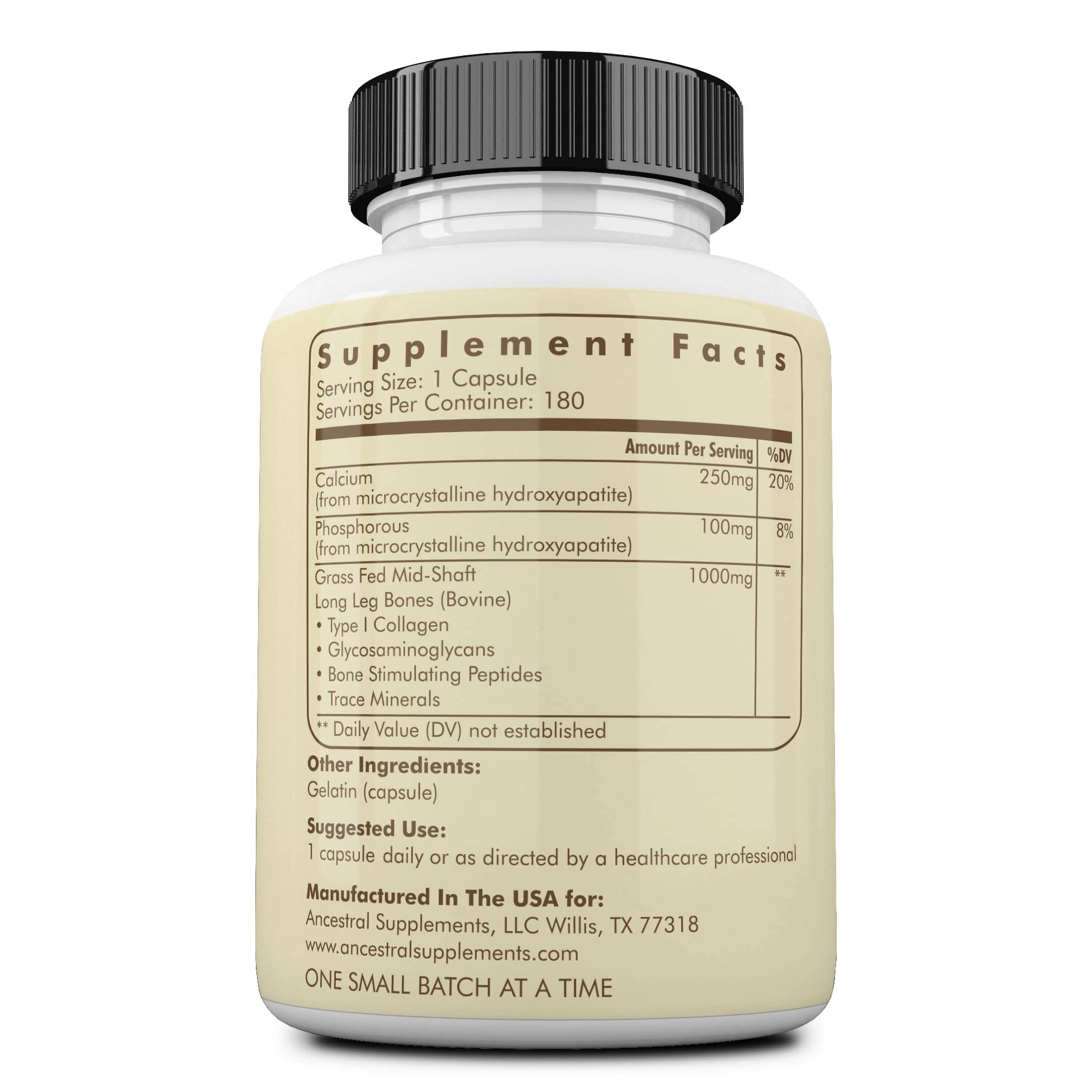 Ancestral Supplements Bone Meal Capsules with Type I collagen for joints.