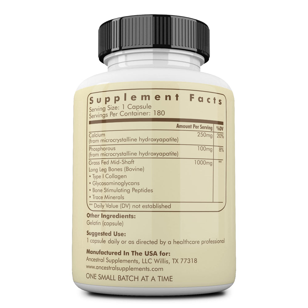 Ancestral Supplements Bone Meal Capsules with Type I collagen for joints.