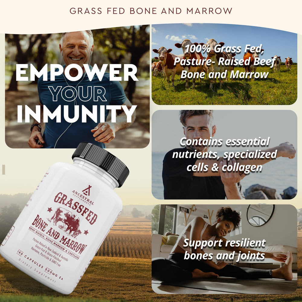 Ancestral Supplements bottle pour showing easy daily capsule intake.