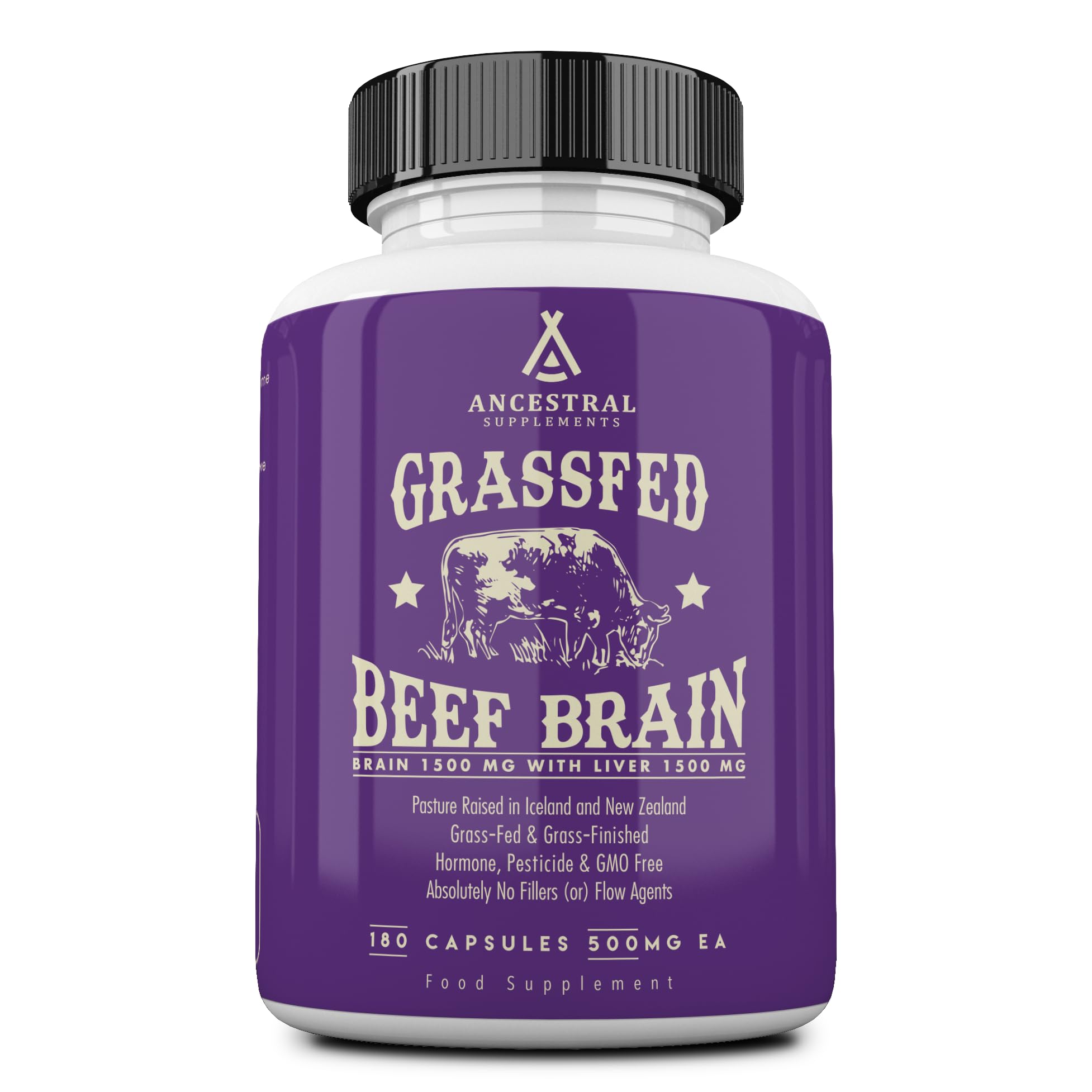 Ancestral Supplements brain-liver bottle with capsules for brain and mood support