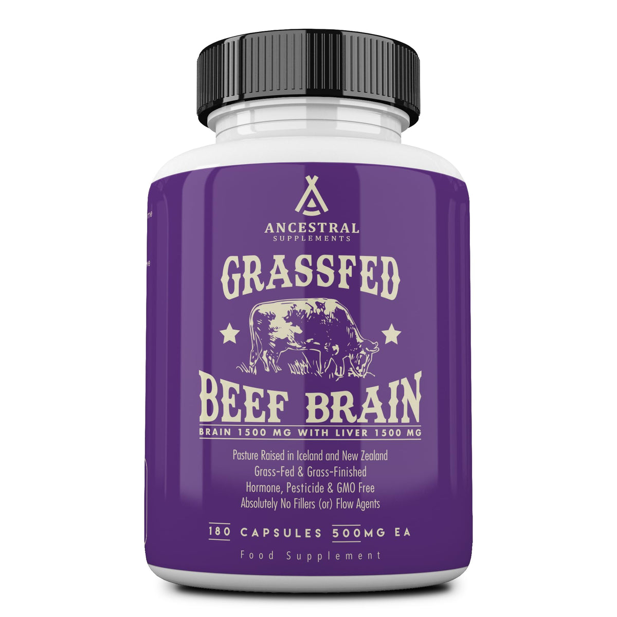 Ancestral Supplements brain-liver bottle with capsules for brain and mood support