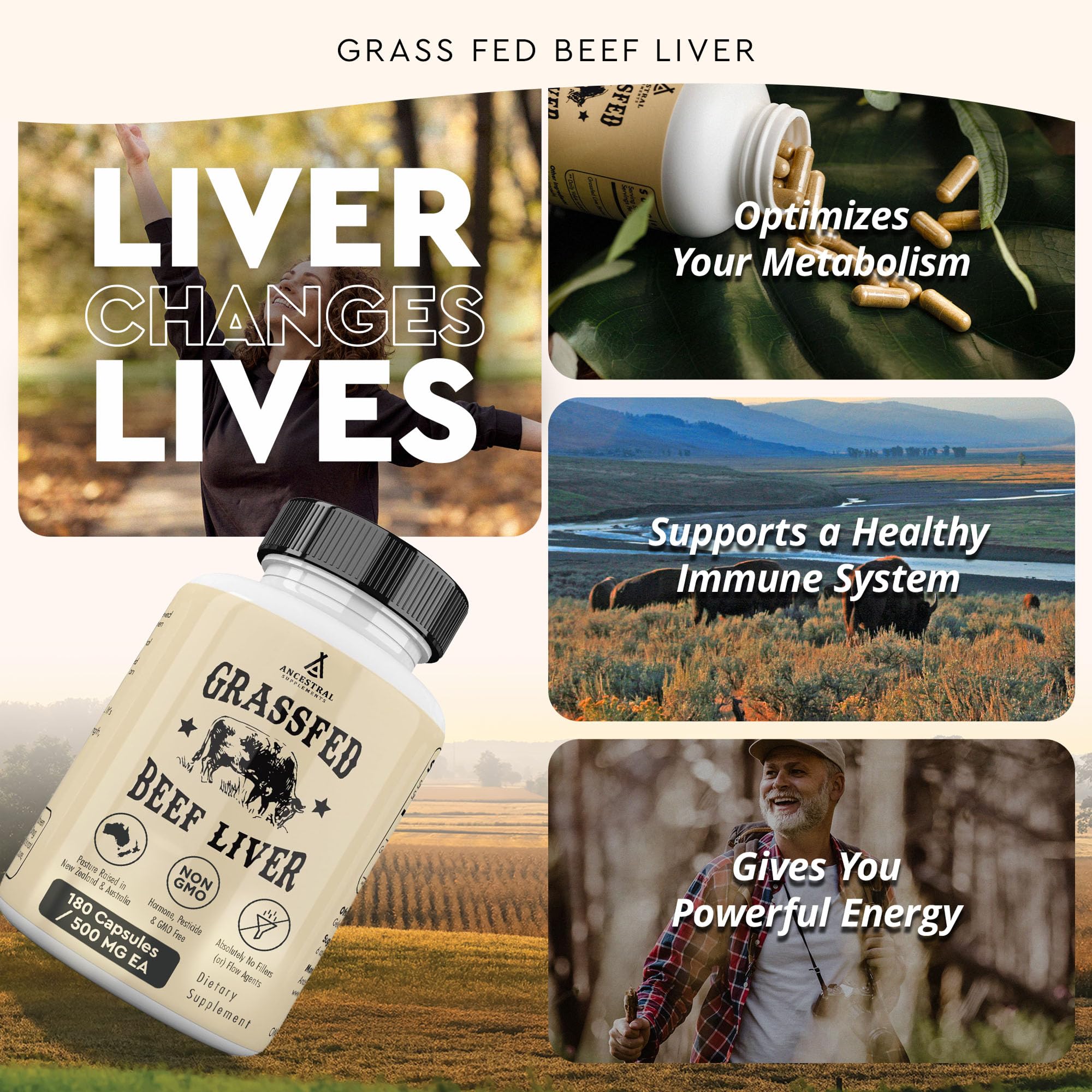 NZ/Australia grass-fed liver source used by Ancestral Supplements for energy and vitality