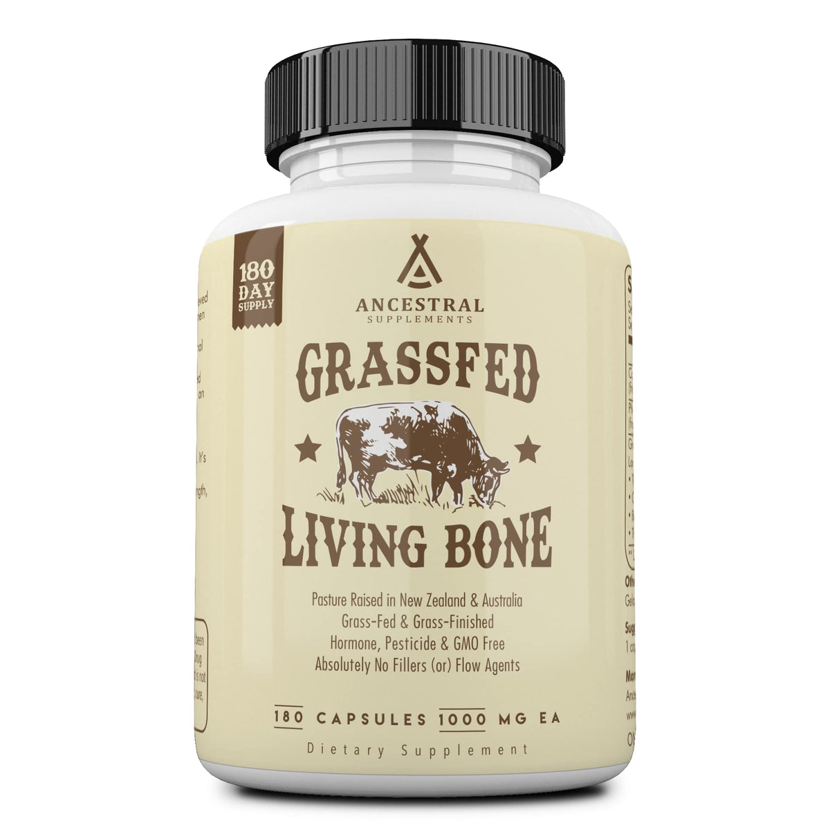Ancestral Supplements Grass-Fed Beef Living Bone Capsules support bone strength and joint mobility.