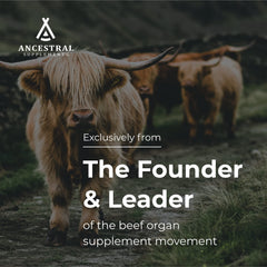 Label view of Ancestral Supplements grass-fed beef tripe product.