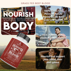 Ancestral Supplements Grass Fed Blood is Blood capsules closeup shows nutrient-dense form for energy