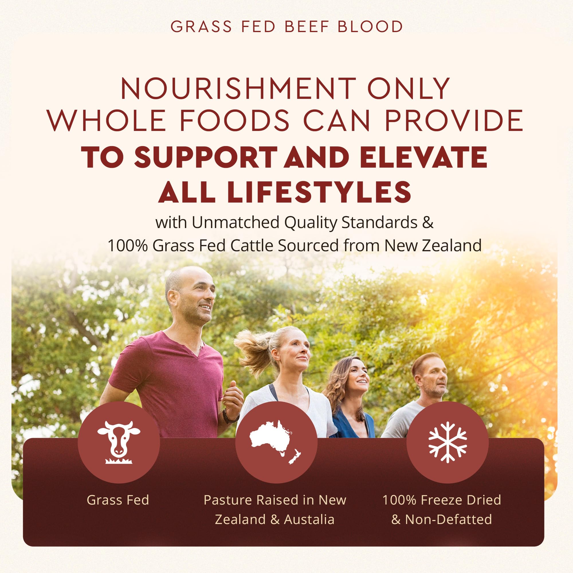 Ancestral Supplements Grass Fed Blood is Blood nutrient label highlights iron and B12
