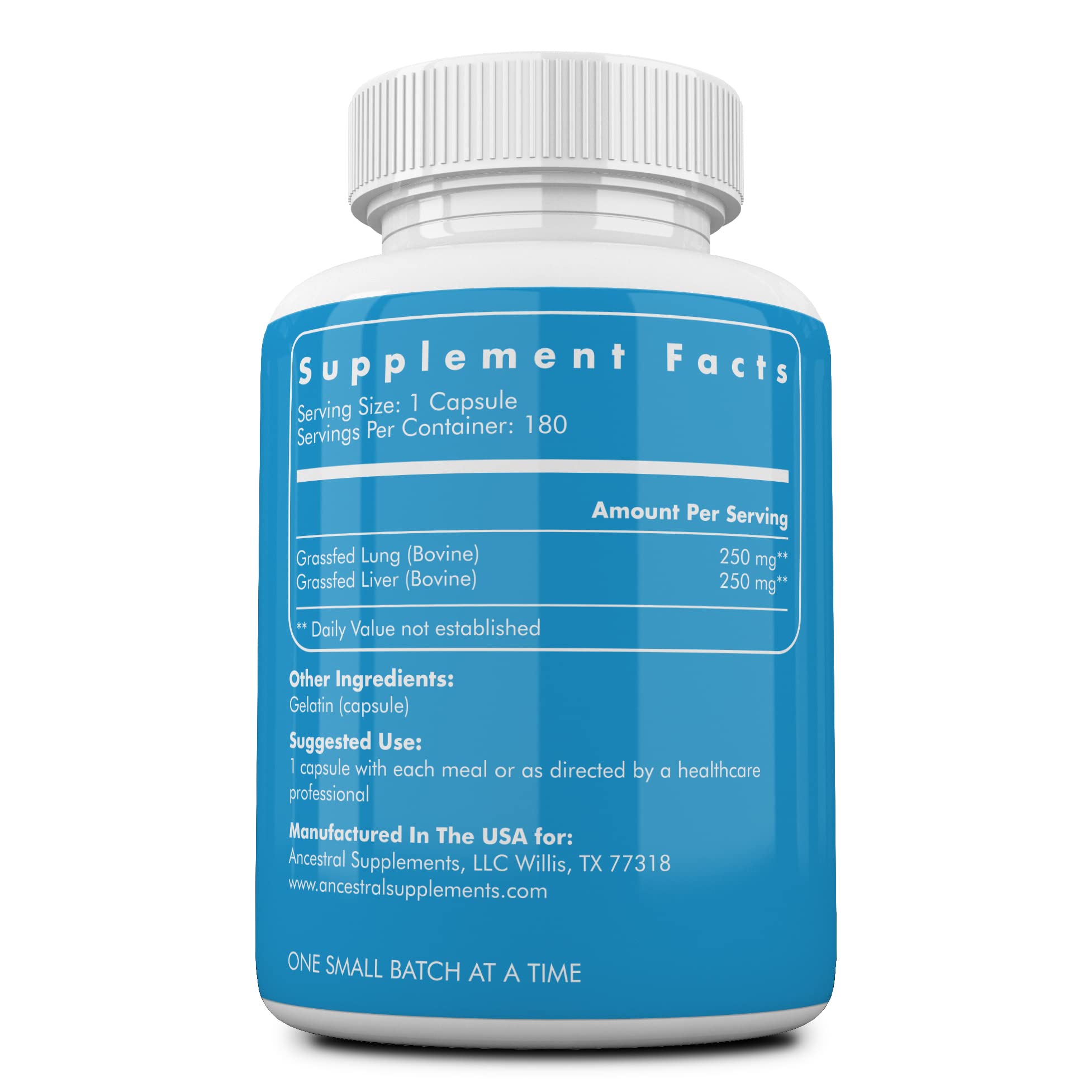 Ancestral Supplements lung and liver ingredients label highlights nutrient-dense profile