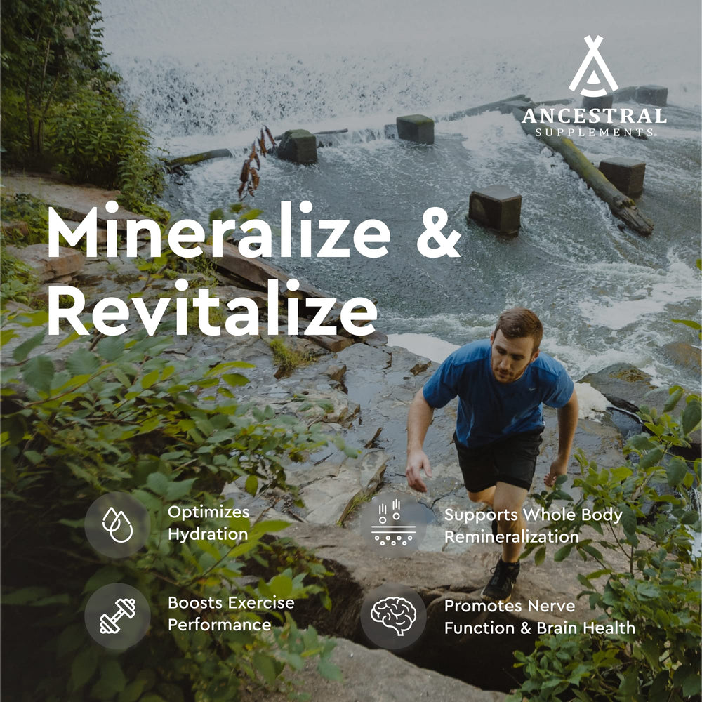 Ancestral Supplements Minerals & Electrolytes capsules ready for daily athletic support