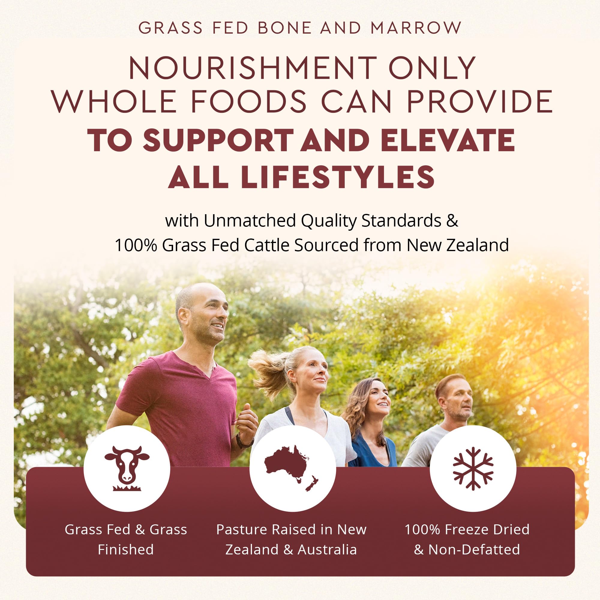 Ancestral Supplements packaging highlights bone marrow and collagen-rich nutrients.