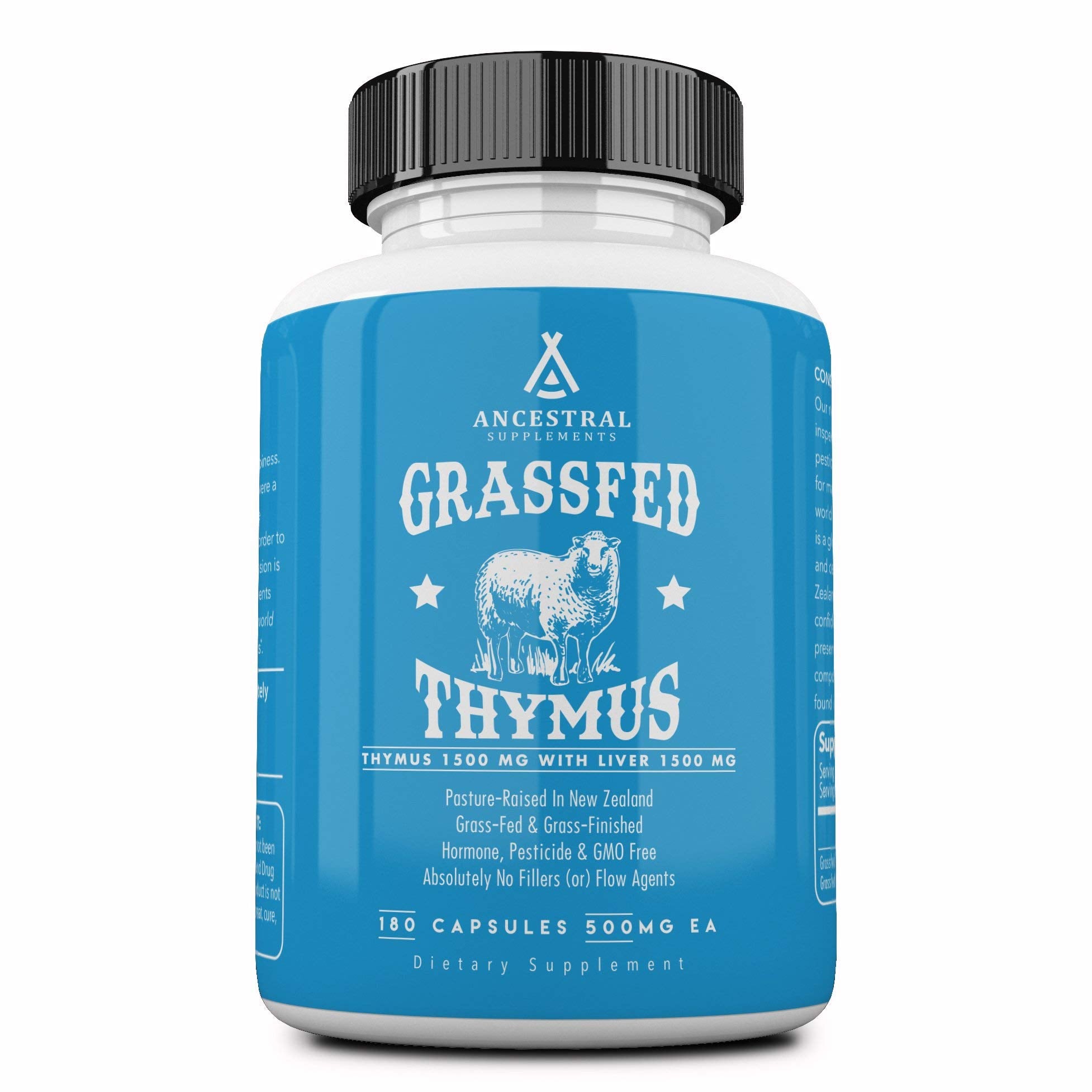 Ancestral Supplements ovine thymus bottle front for immune support and energy