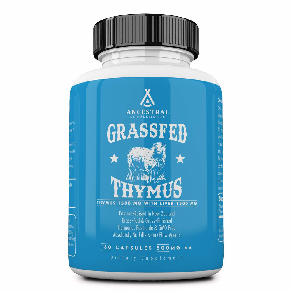 Ancestral Supplements ovine thymus bottle front for immune support and energy