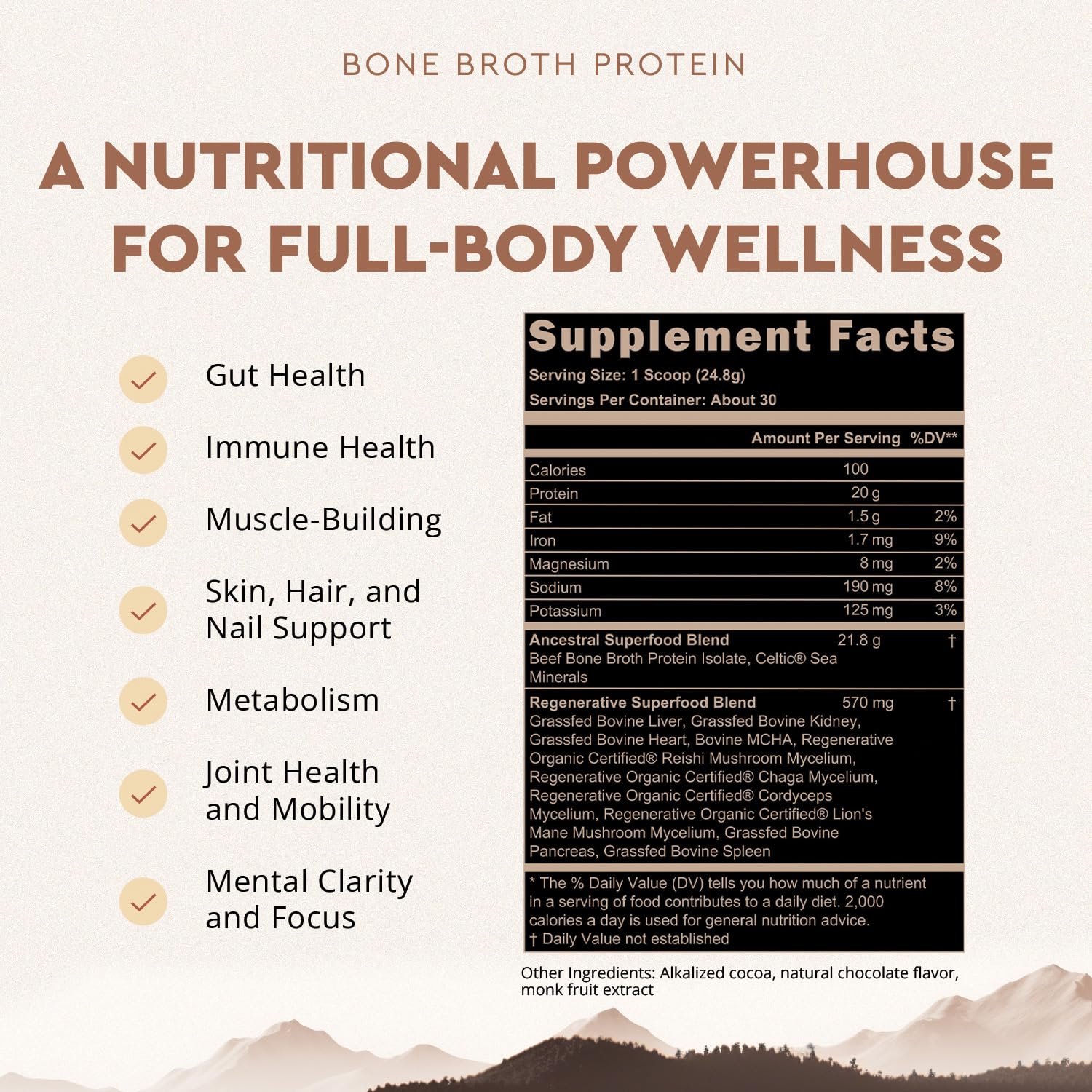 Ancestral Supplements protein powder scoop in glass for quick shakes.