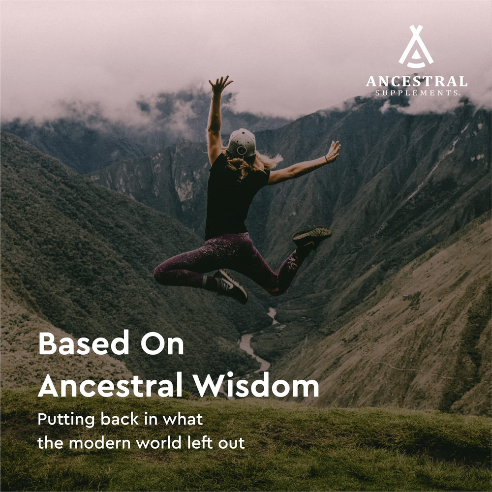 Ancestral Supplements label emphasizing no fillers and rigorous purity testing for quality