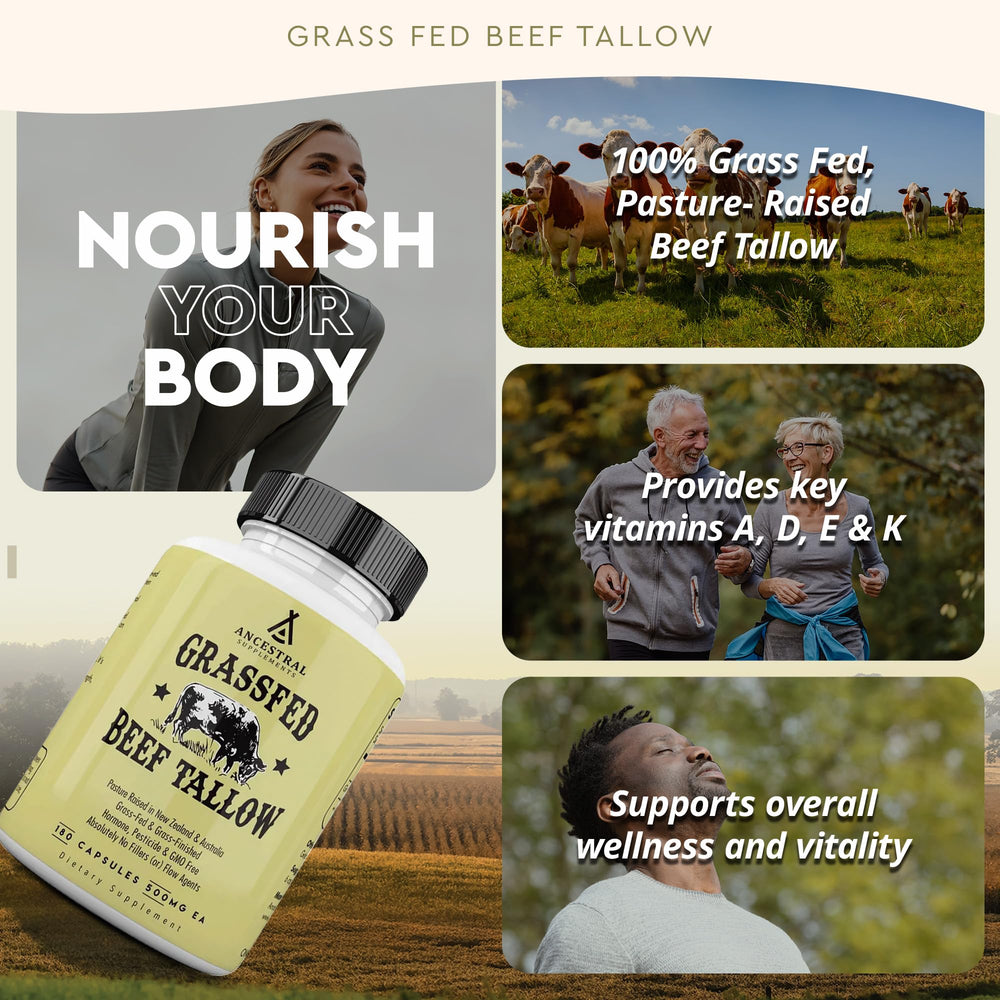 Small-batch production label on Ancestral Supplements packaging signals purity and quality.
