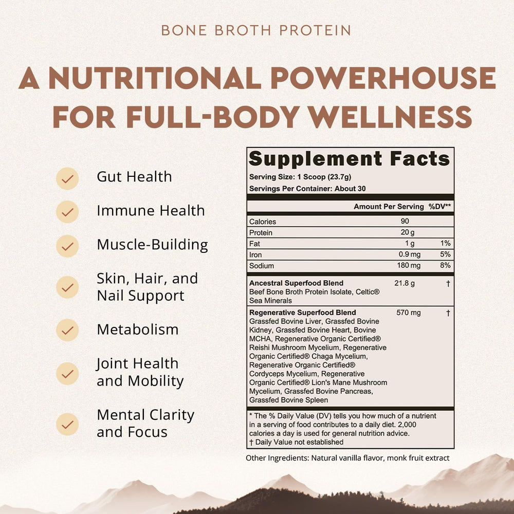 Ancestral Supplements vanilla protein scoop ready for a quick protein shake