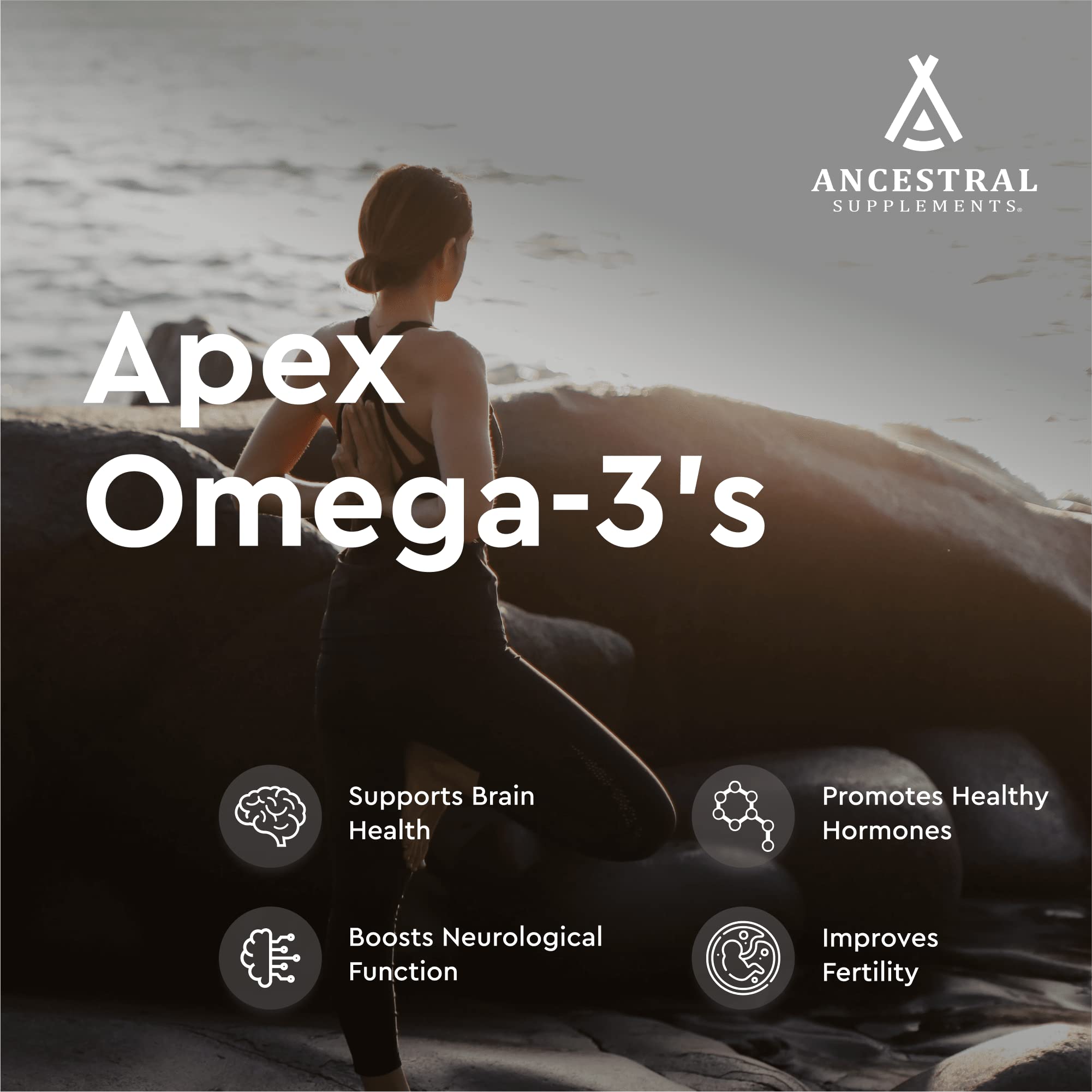 Ancestral Supplements packaging box view showcasing freeze-dried whole food source.