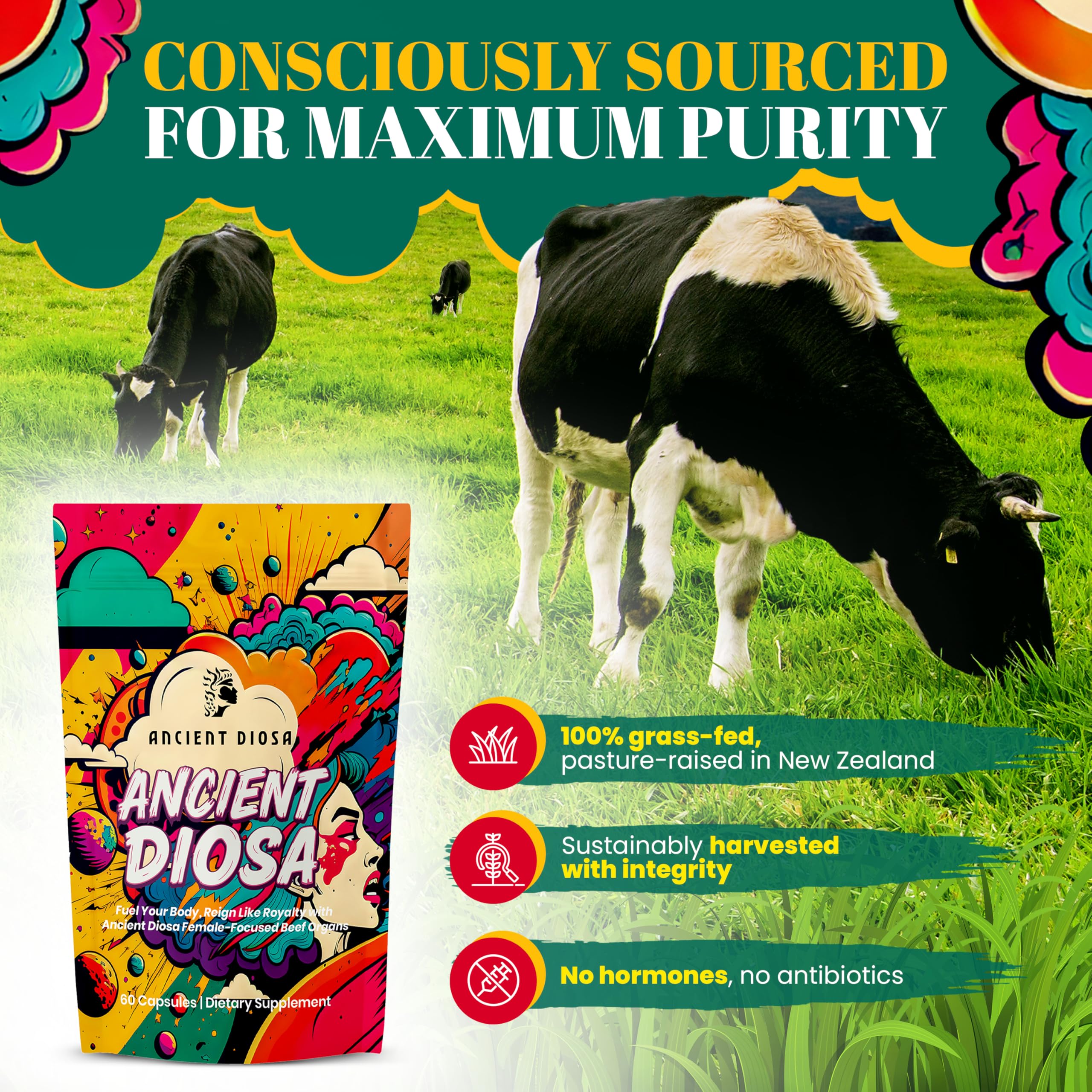 ANCIENT DIOSA Packaging with ingredients list for informed choices