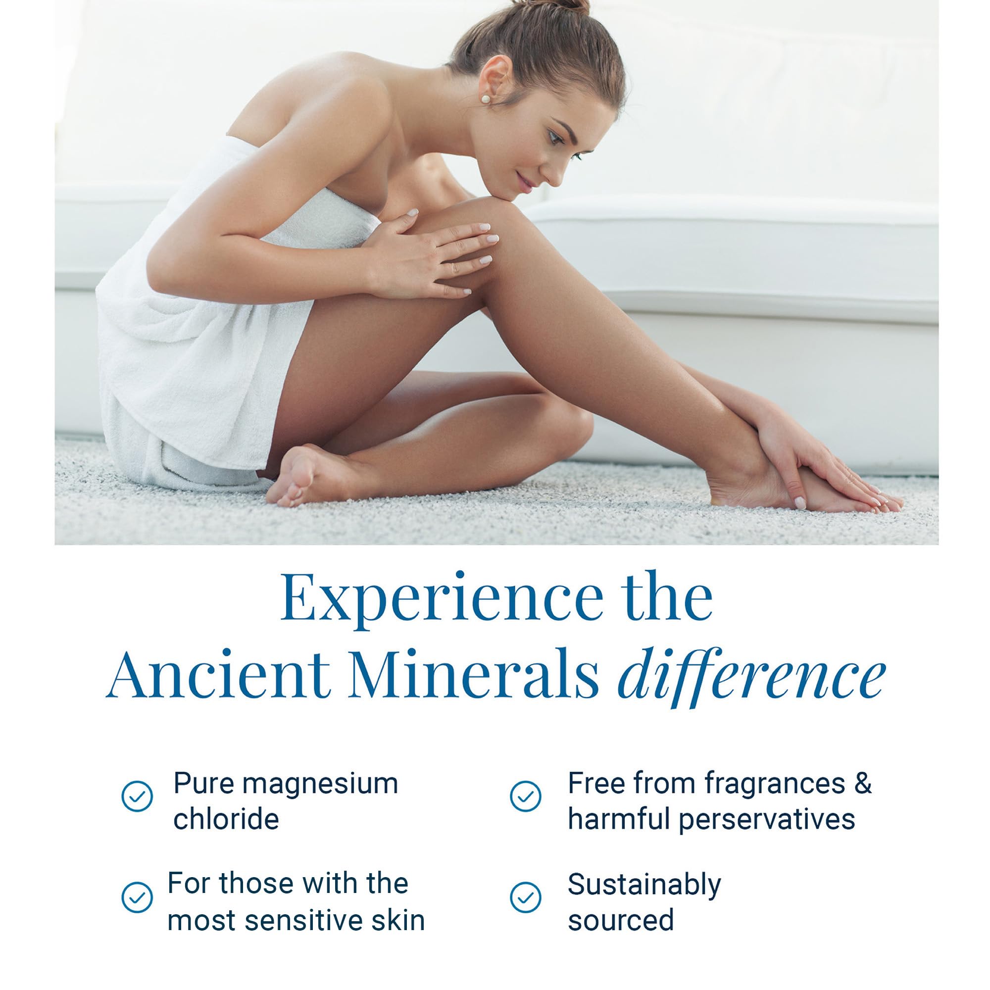 Ancient Minerals organic chamomile extract offers calming aroma and soothing skin.