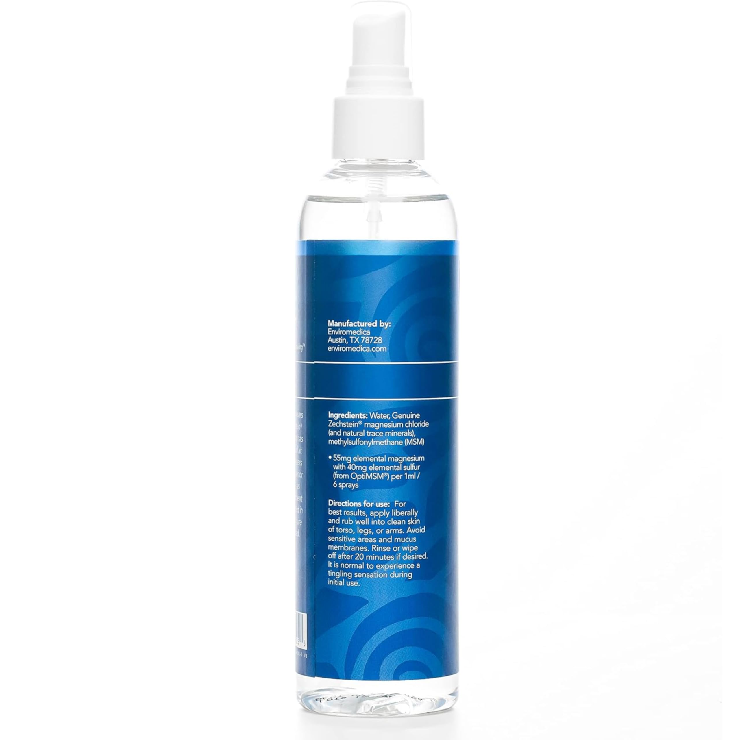 Daily routine moment with Ancient Minerals spray on torso area.