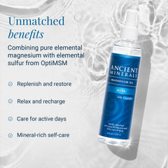 User applying Ancient Minerals spray to skin, demonstrating quick absorption.
