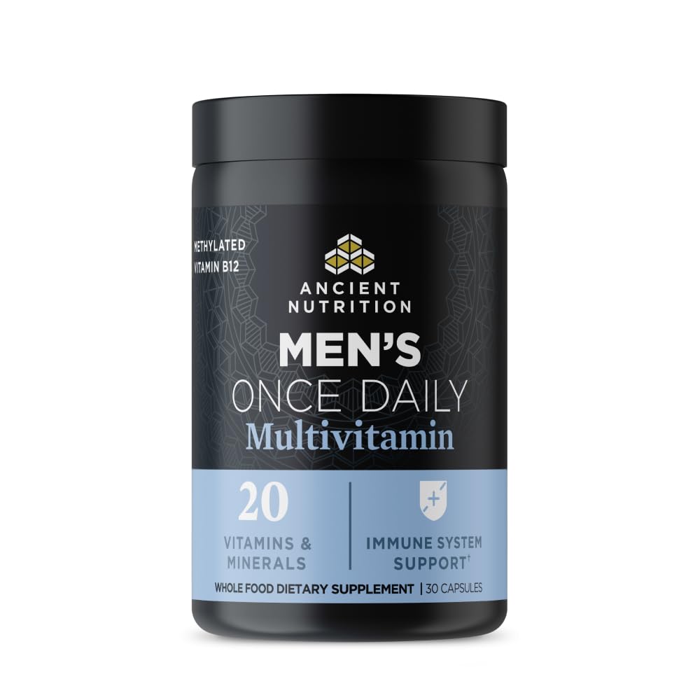 Ancient Nutrition Ancient Multi Men's bottle front view shows daily vitamins
