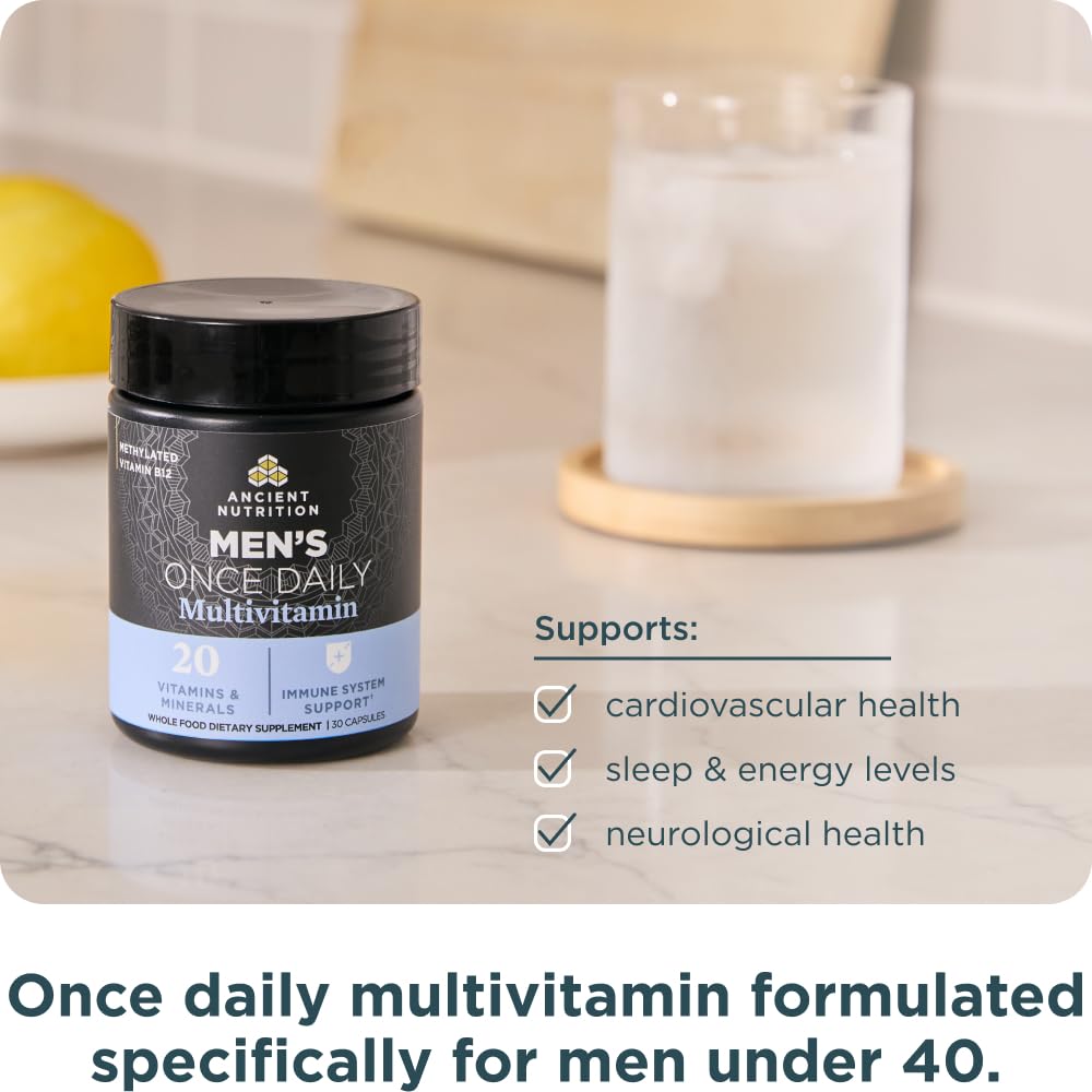Ancient Nutrition Ancient Multi Men's packaging on shelf for everyday use
