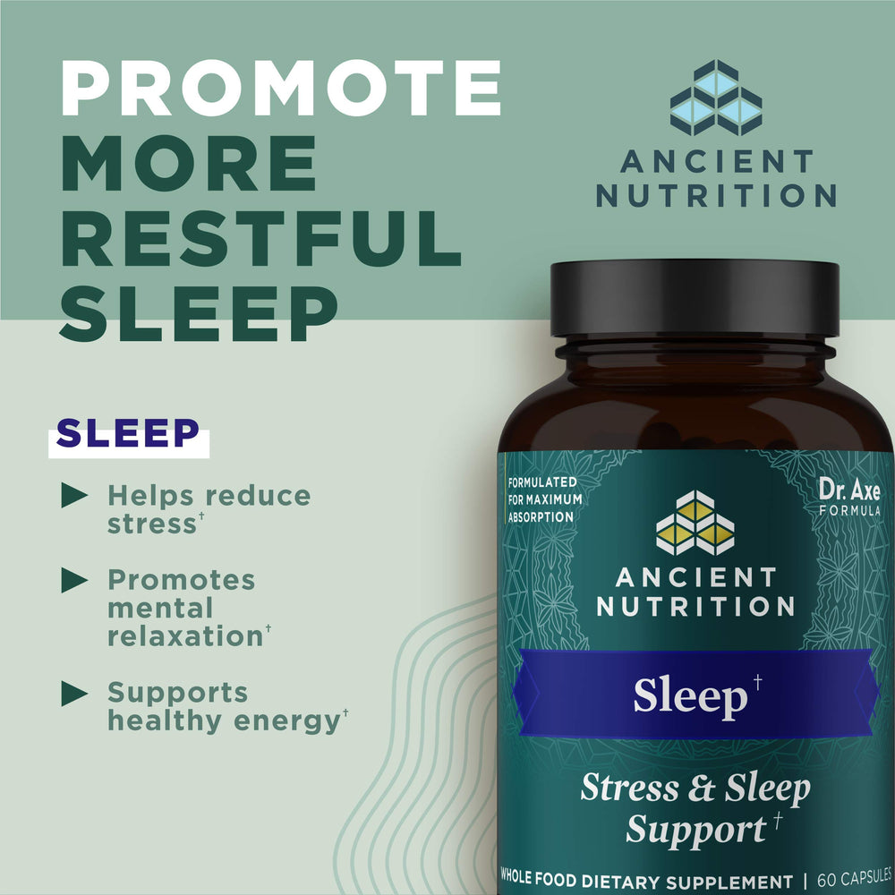 Ancient Nutrition Ashwagandha Sleep jar and spoon ready for nightly routines.