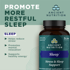 Ancient Nutrition Ashwagandha Sleep jar and spoon ready for nightly routines.