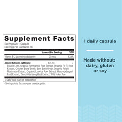 Close-up of Ancient Nutrition B12 capsules highlighting energy metabolism